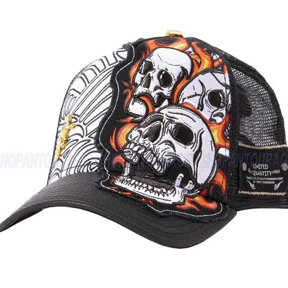 Red Monkey Fire Skull Black RM1476 New Limited Edition Unisex Trucker Hat Cap - Picture 1 of 8
